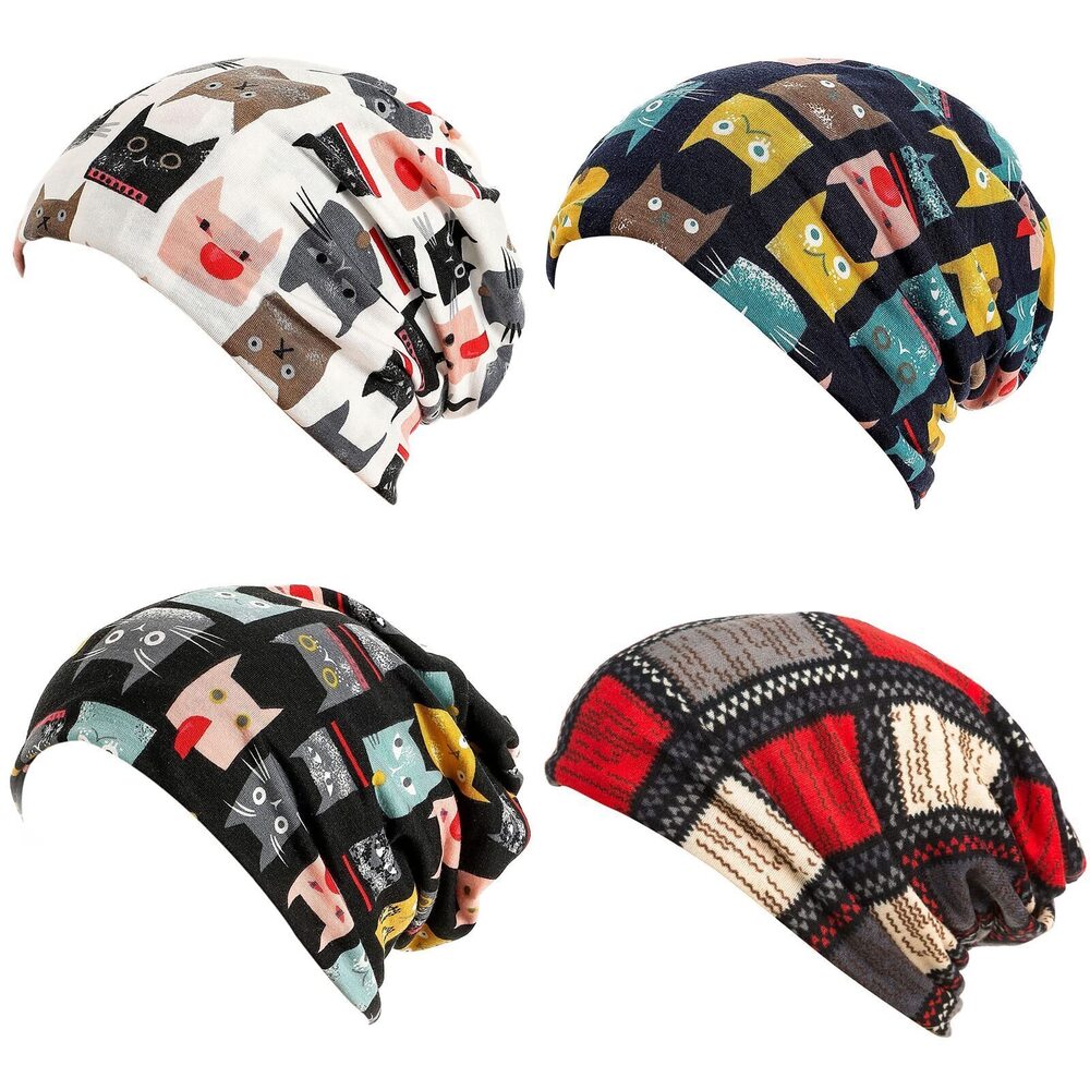 7424 Flower Printed Beanie Turban Headband Chemo Cap